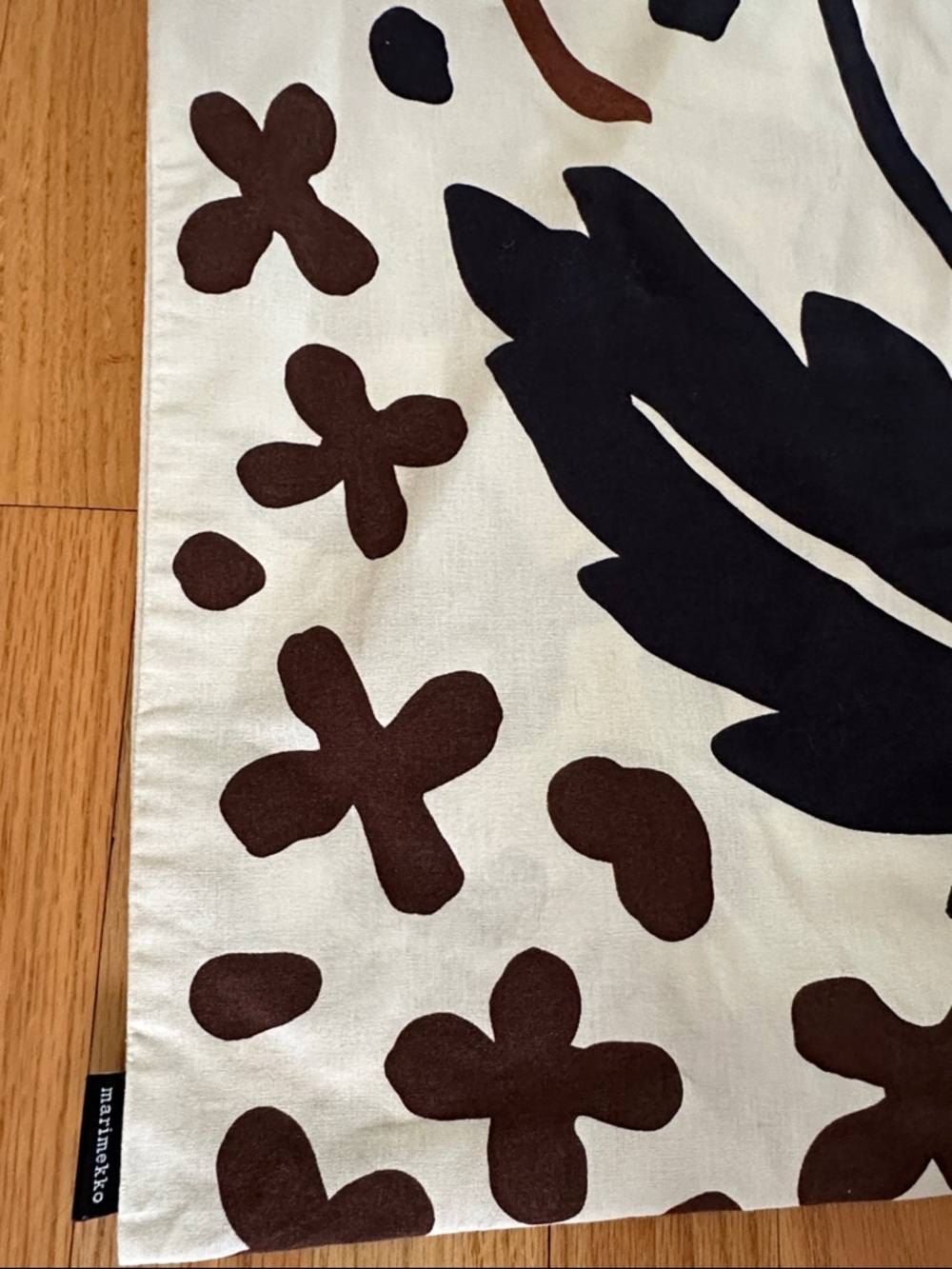 Marimekko Cream with Black & Brown Floral Motif pillow cover